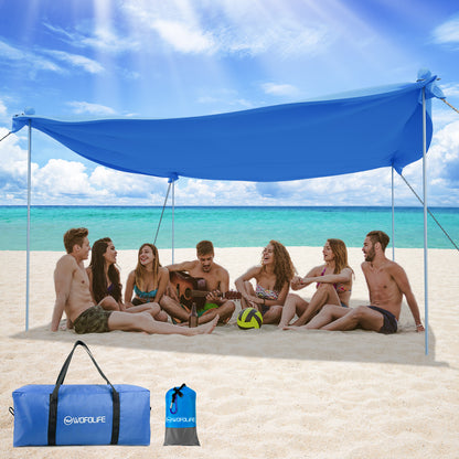 WOFOLiFE Beach Tent 10x10ft with Beach Blanket Waterproof Sandproof for 6-8 Adults